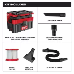 Milwaukee 0970-20-48-11-1862 M18 FUEL PACKOUT 18-Volt Lithium-Ion Cordless 2.5 Gal. Wet/Dry Vacuum with (2) M18 HIGH OUTPUT 6.0 Ah Batteries