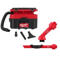 Milwaukee M18 FUEL PACKOUT Cordless 2.5 Gal. Wet/Dry Vacuum with AIR-TIP 1-1/4 in. - 2-1/2 in. (2-Piece) Brush and Crevice Kit