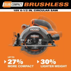 RIDGID R8656B 18V SubCompact Brushless Cordless 6-1/2 in. Circular Saw (Tool Only)
