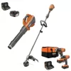 RIDGID R019001-R9272 18V Brushless Cordless String Trimmer, Leaf Blower, Drill/Driver and Impact Driver with (3) Batteries and (2) Chargers