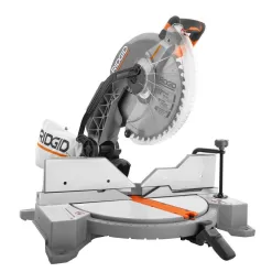 RIDGID 15 Amp Corded 12 in. Dual Bevel Miter Saw with LED Cutline Indicator and 18V Cordless 10 oz. Caulk and Adhesive Gun