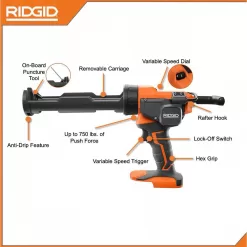 RIDGID 15 Amp Corded 12 in. Dual Bevel Miter Saw with LED Cutline Indicator and 18V Cordless 10 oz. Caulk and Adhesive Gun