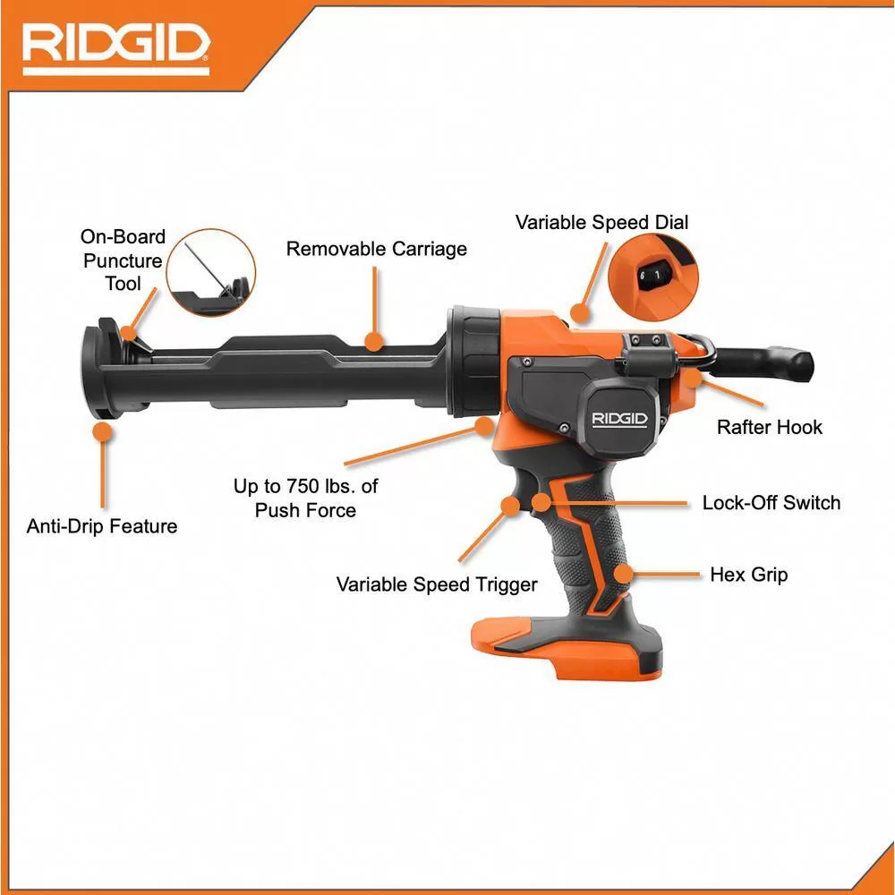 RIDGID 15 Amp Corded 12 in. Dual Bevel Miter Saw with LED Cutline Indicator and 18V Cordless 10 oz. Caulk and Adhesive Gun