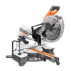 RIDGID R4222-R213BNF 15 Amp Corded 12 in. Dual Bevel Sliding Miter Saw with Pneumatic 18-Gauge 2-1/8 in. Brad Nailer with Tool Bag