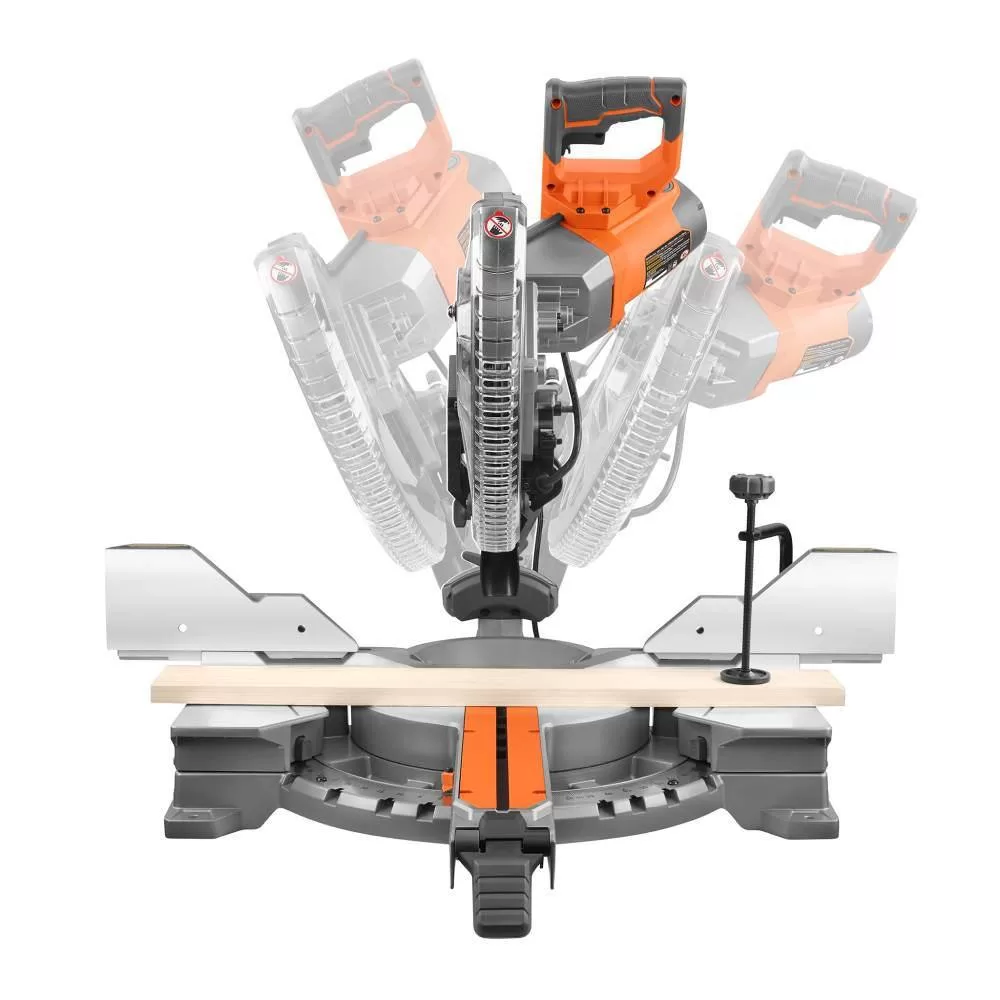 RIDGID R4222-R213BNF 15 Amp Corded 12 in. Dual Bevel Sliding Miter Saw with Pneumatic 18-Gauge 2-1/8 in. Brad Nailer with Tool Bag