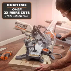 RIDGID R48607B-AC87004P 18V Brushless Cordless 7-1/4 in. Dual Bevel Sliding Miter Saw with 18V Lithium-Ion 4.0 Ah Battery (2-Pack)