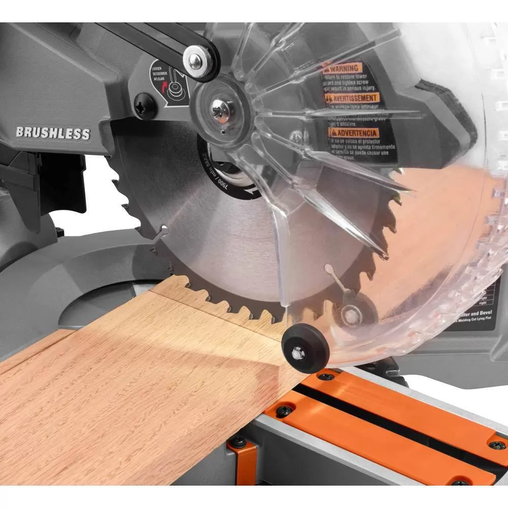 RIDGID R48607B-AC87004P 18V Brushless Cordless 7-1/4 in. Dual Bevel Sliding Miter Saw with 18V Lithium-Ion 4.0 Ah Battery (2-Pack)
