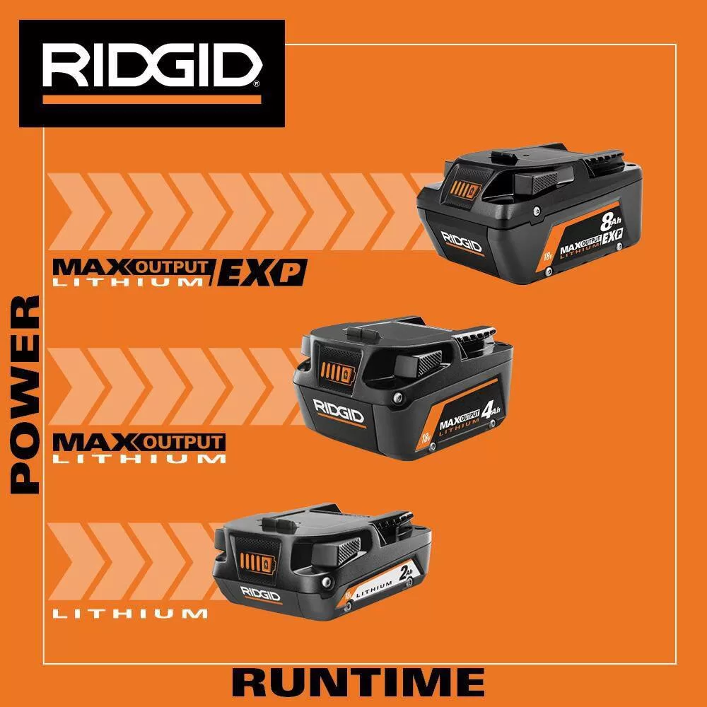 RIDGID AC840080 18V 8.0 Ah MAX Output EXP Lithium-Ion Battery