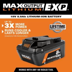 RIDGID AC840080 18V 8.0 Ah MAX Output EXP Lithium-Ion Battery