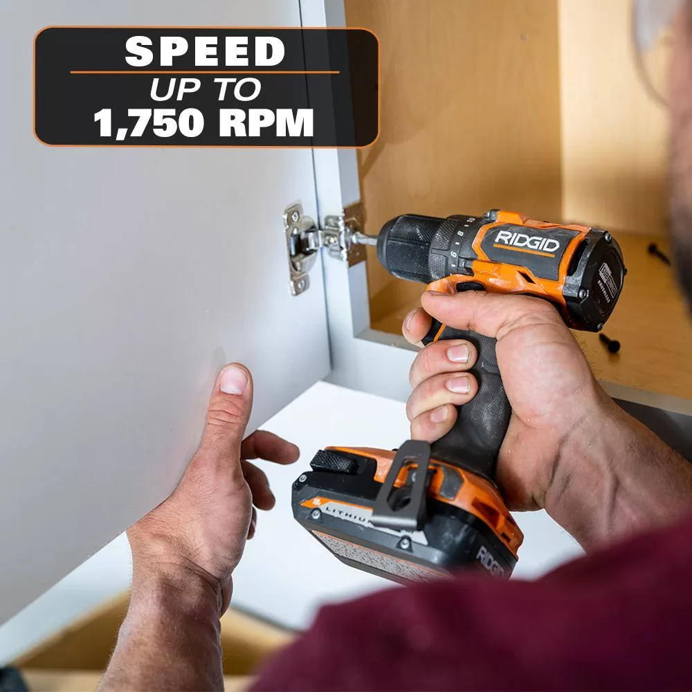 RIDGID 18V SubCompact Brushless Cordless 1/2 in. Drill/Driver Kit with (2) 2.0 Ah Batteries, Charger, and Tool Bag