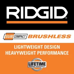 RIDGID 18V SubCompact Brushless Cordless 1/2 in. Drill/Driver Kit with (2) 2.0 Ah Batteries, Charger, and Tool Bag