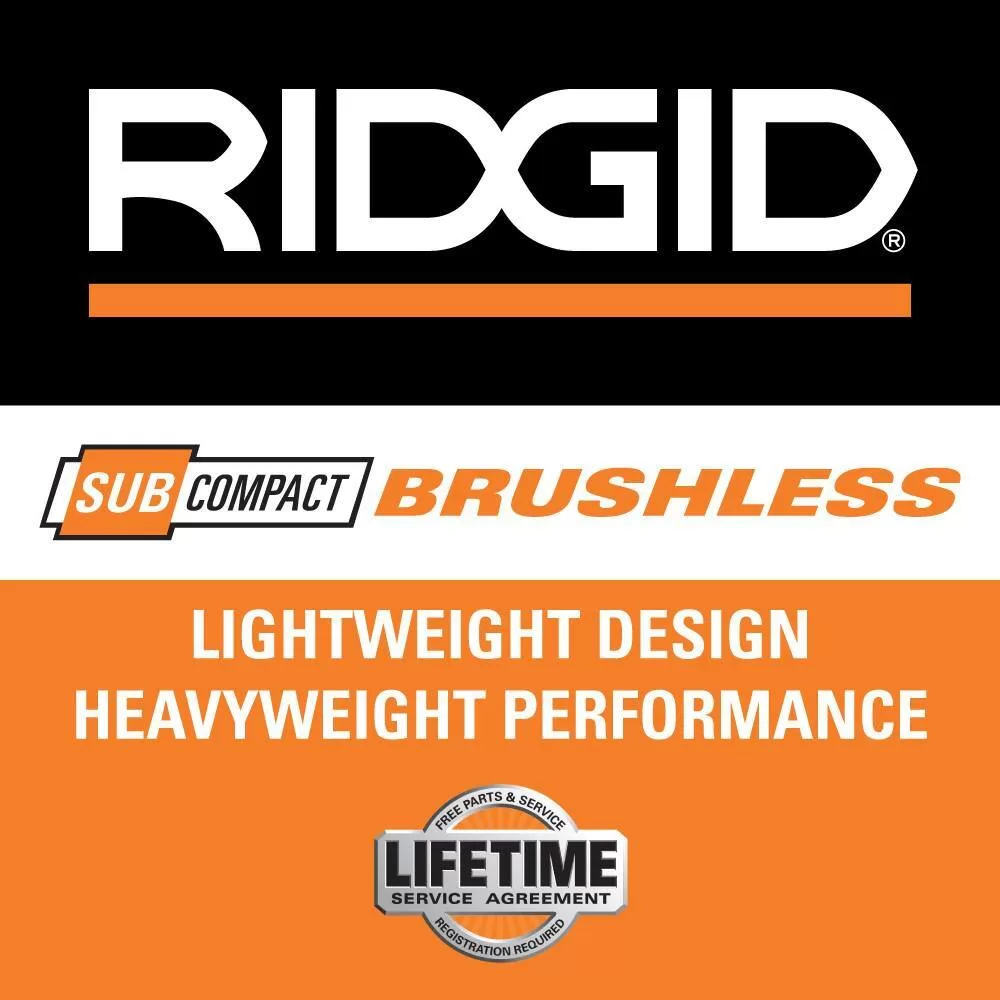 RIDGID 18V SubCompact Brushless Cordless 1/2 in. Drill/Driver Kit with (2) 2.0 Ah Batteries, Charger, and Tool Bag