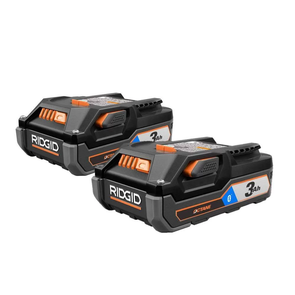 RIDGID AC806 18V OCTANE Bluetooth 3.0 Ah Batteries (2-Pack) and Charger Kit with Tool Bag