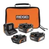 RIDGID AC840080-AC93044SBN 18V 8.0 Ah MAX Output EXP Lithium-Ion Battery with (2) 4.0 Ah Batteries, Charger, and Bag