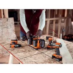 RIDGID AC86096-AC87004P 18V 6-Port Sequential Charger with 4.0 Ah Lithium-Ion Battery (2-Pack)