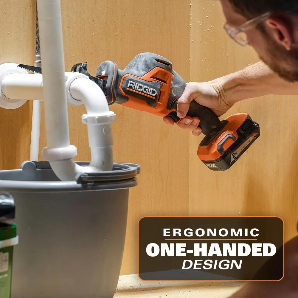 RIDGID R8648KN 18V SubCompact Brushless Cordless One-Handed Reciprocating Saw Kit with 2.0 Ah Battery and Charger