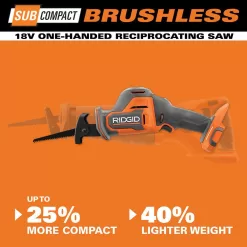 RIDGID R8648KN 18V SubCompact Brushless Cordless One-Handed Reciprocating Saw Kit with 2.0 Ah Battery and Charger