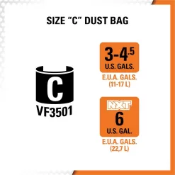 RIDGID High-Efficiency Size C Dust Collection Bags for 3 to 4.5 Gallon and HD06001 RIDGID Wet/Dry Shop Vacuums (12-Pack)