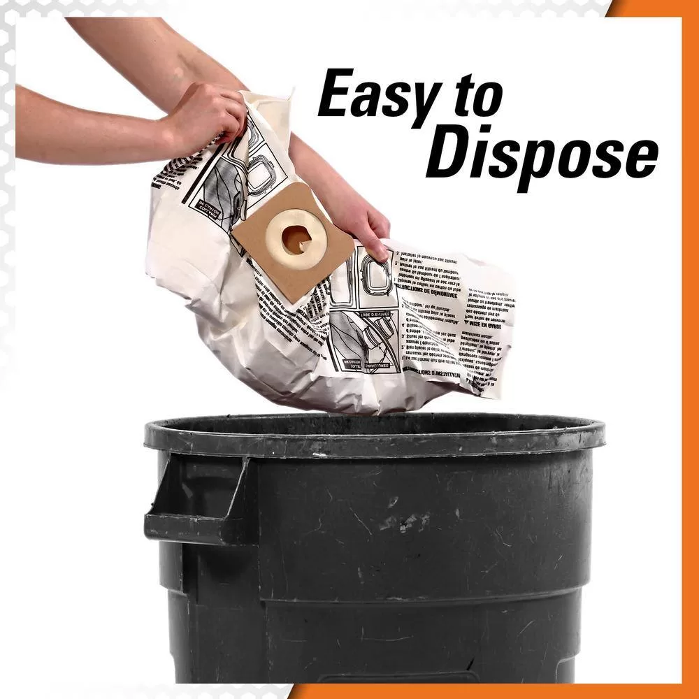 RIDGID VF3501C High-Efficiency Size C Dust Collection Bags for 3 to 4.5 Gallon and HD06001 RIDGID Wet/Dry Shop Vacuums (24-Pack)
