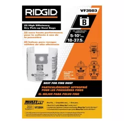 RIDGID VF3503B High-Eff. Size B Dust Collection Bags for 5-8 Gal. Shop-Vac Branded Vacs, 5-10 Gal. RIDGID Vacs, except HD0600 (12-Pack)