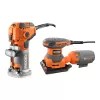 RIDGID R24011 5.5 Amp Corded Fixed Base Trim Router with 2.4 Amp Corded 1/4 Sheet Sander