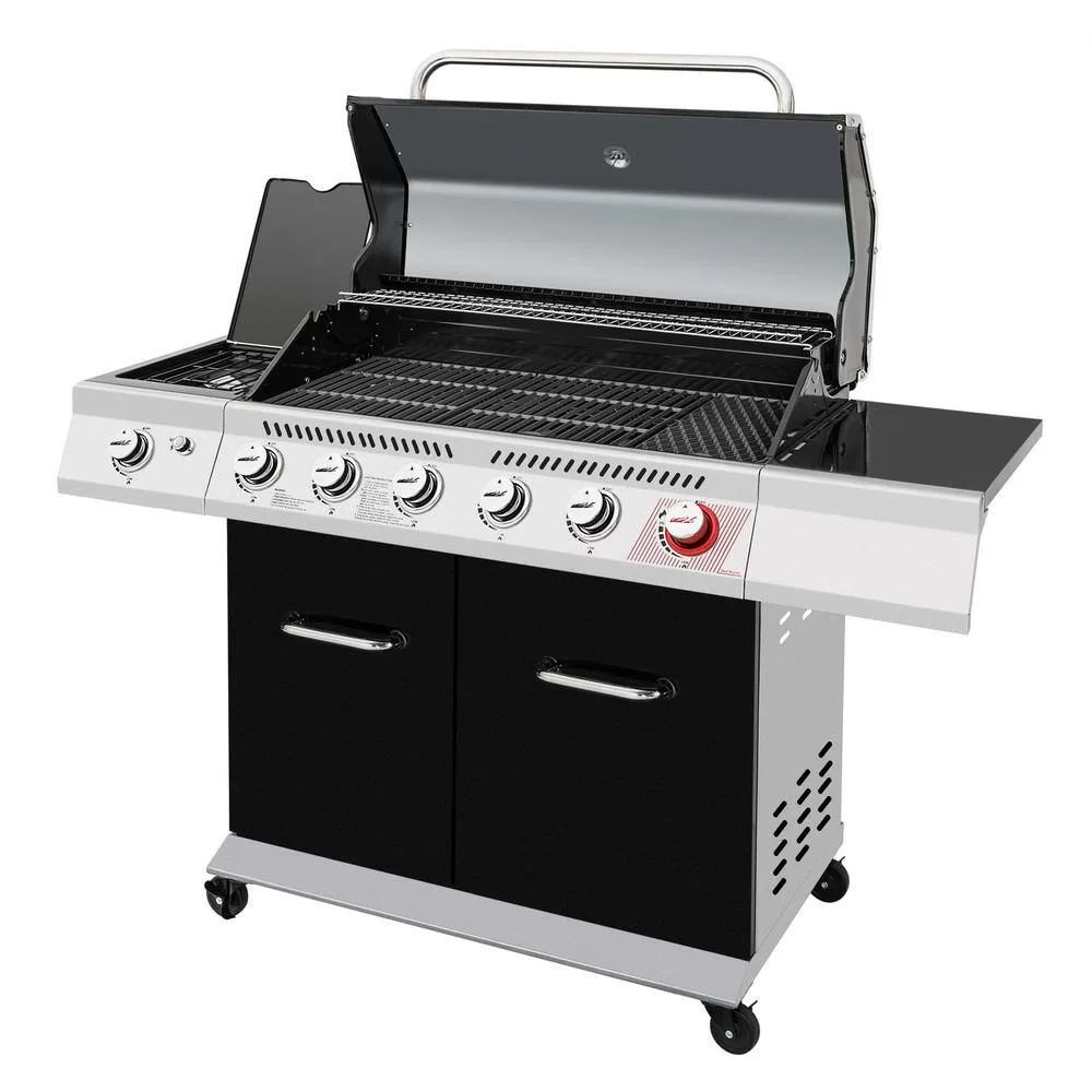 Royal Gourmet GA6402H 6-Burner BBQ Liquid Propane Gas Grill with Sear Burner and Side Burner, 74,000 BTU, Cabinet Style Grill in Black