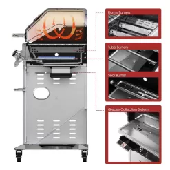 Royal Gourmet GA6402H 6-Burner BBQ Liquid Propane Gas Grill with Sear Burner and Side Burner, 74,000 BTU, Cabinet Style Grill in Black