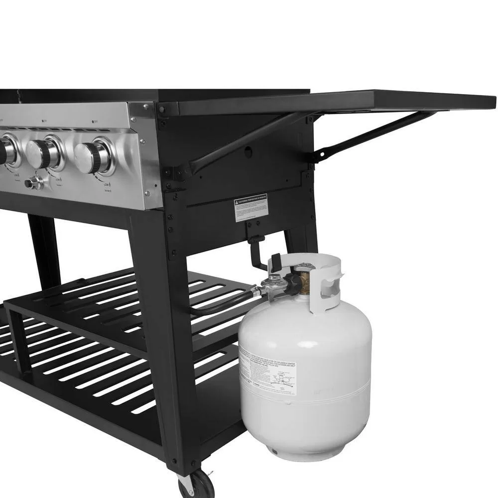 Royal Gourmet GB8000C 8-Burner Event Propane Gas Grill in Black with 2 Folding Side Tables with Cover