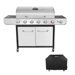 Royal Gourmet SG6002RC 6-Burner BBQ Liquid Propane Gas Grill with Sear and Side Burner with Cover, 71,000 BTU Cabinet Style Gas Grill