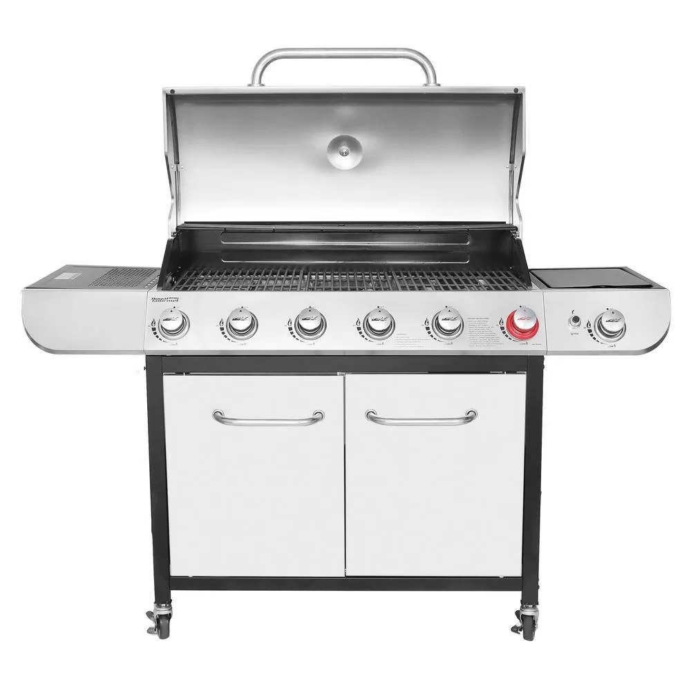 Royal Gourmet SG6002RC 6-Burner BBQ Liquid Propane Gas Grill with Sear and Side Burner with Cover, 71,000 BTU Cabinet Style Gas Grill
