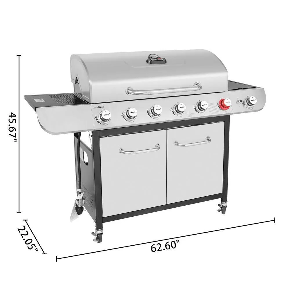 Royal Gourmet SG6002RC 6-Burner BBQ Liquid Propane Gas Grill with Sear and Side Burner with Cover, 71,000 BTU Cabinet Style Gas Grill