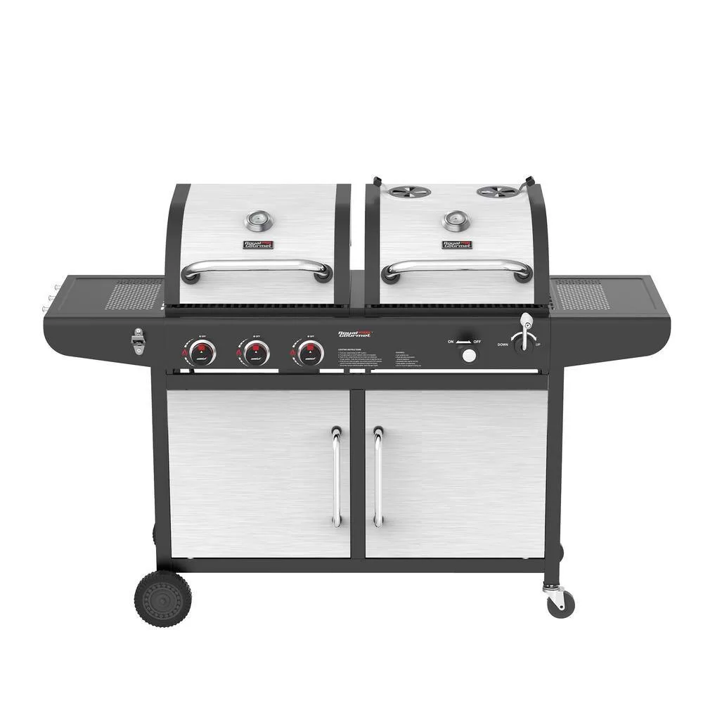Royal Gourmet 1006810231 3-Burner Propane Gas and Charcoal Combo Grill in Black