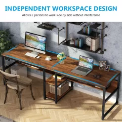TRIBESIGNS WAY TO ORIGIN Halssey 78.74 in. Rectangular Brown Wood Writing Desk with Shelves