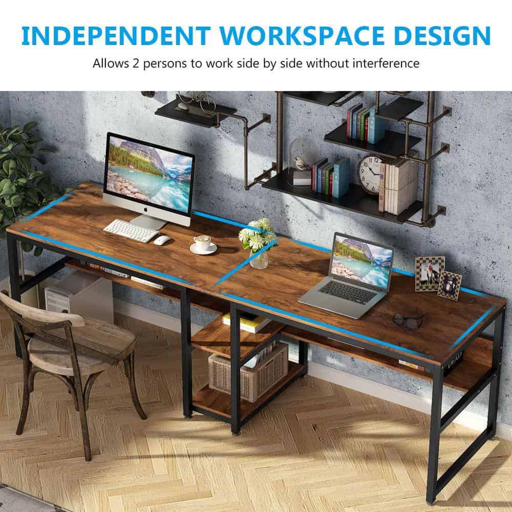 TRIBESIGNS WAY TO ORIGIN Halssey 78.74 in. Rectangular Brown Wood Writing Desk with Shelves