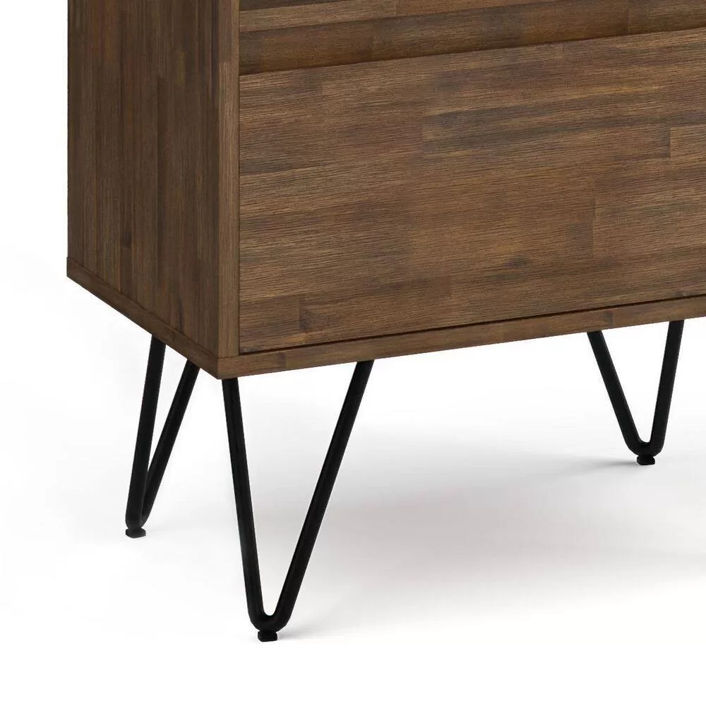 Simpli Home Chase 63.8 in. H Rustic Natural Aged Brown Solid Acacia Wood 4-Shelf Tall Bookcase