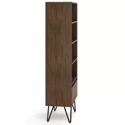 Simpli Home Chase 63.8 in. H Rustic Natural Aged Brown Solid Acacia Wood 4-Shelf Tall Bookcase