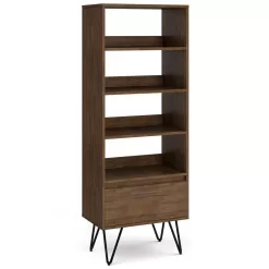 Simpli Home Chase 63.8 in. H Rustic Natural Aged Brown Solid Acacia Wood 4-Shelf Tall Bookcase