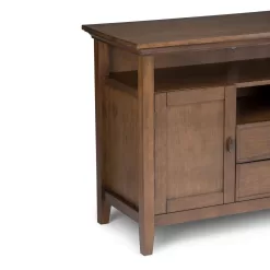 Simpli Home Redmond Solid Wood 54 in. Wide Transitional TV Media Stand in Rustic Natural Aged Brown for TVs up to 60 in.