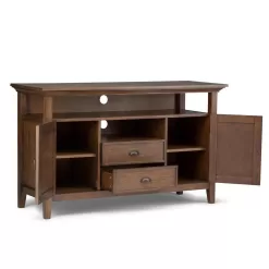 Simpli Home Redmond Solid Wood 54 in. Wide Transitional TV Media Stand in Rustic Natural Aged Brown for TVs up to 60 in.