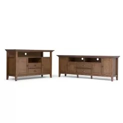 Simpli Home Redmond Solid Wood 54 in. Wide Transitional TV Media Stand in Rustic Natural Aged Brown for TVs up to 60 in.