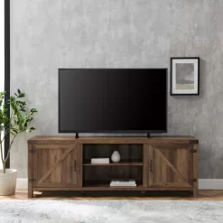 Walker Edison Furniture Company 70 in. Rustic Oak Composite TV Stand 75 in. with Doors