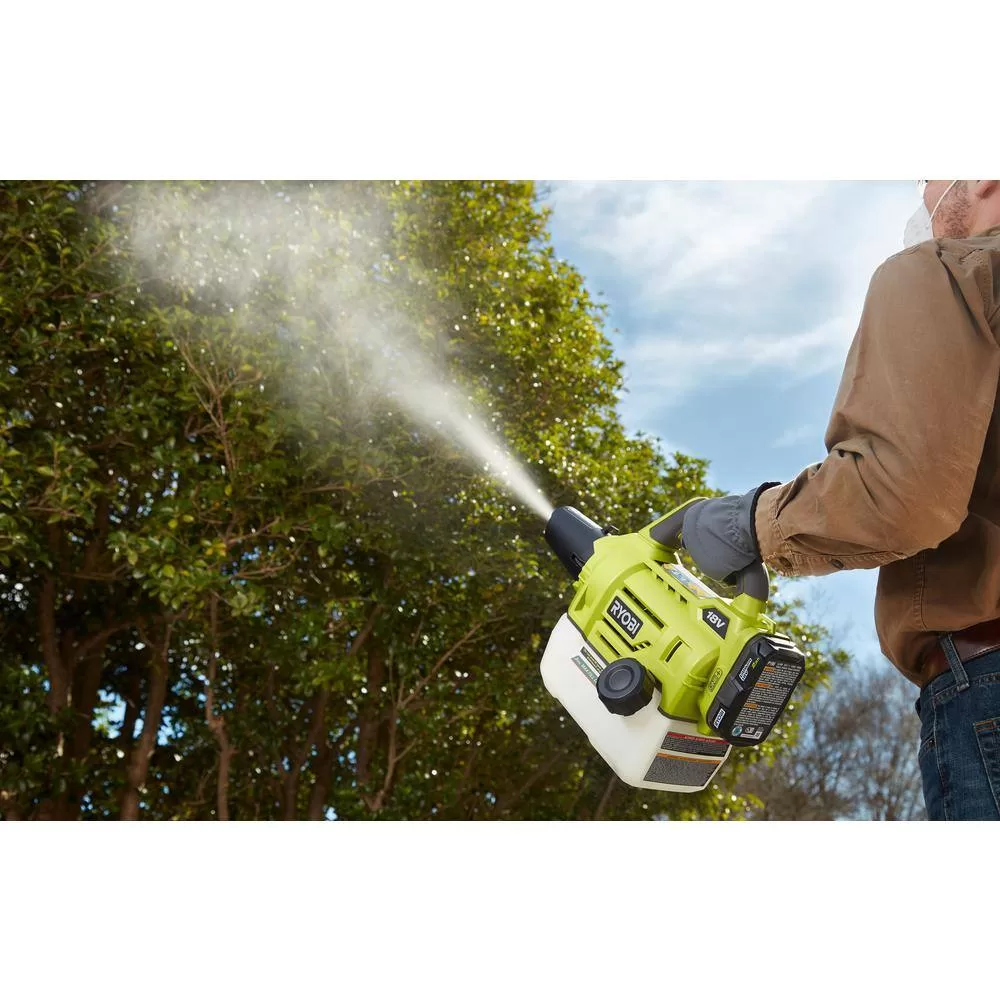 RYOBI P2810-P2805BTL ONE+ 18V Cordless Battery 1 Gal. Chemical Sprayer and Cordless Fogger/Mister (2-Tool) with 1.3 Ah Battery and Charger