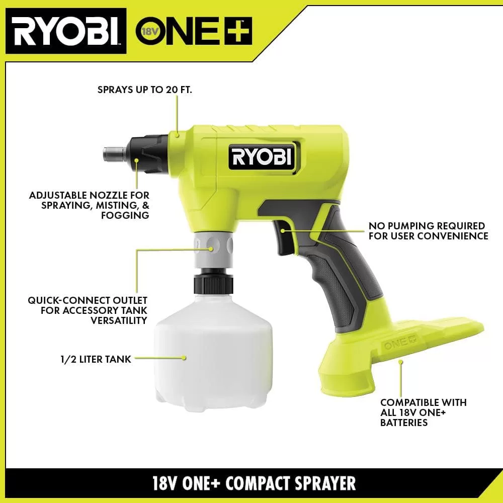 RYOBI P28140-BZ ONE+ 18-Volt Cordless Battery 0.5L Compact Sprayer and Cordless Bug Zapper (Tool Only)