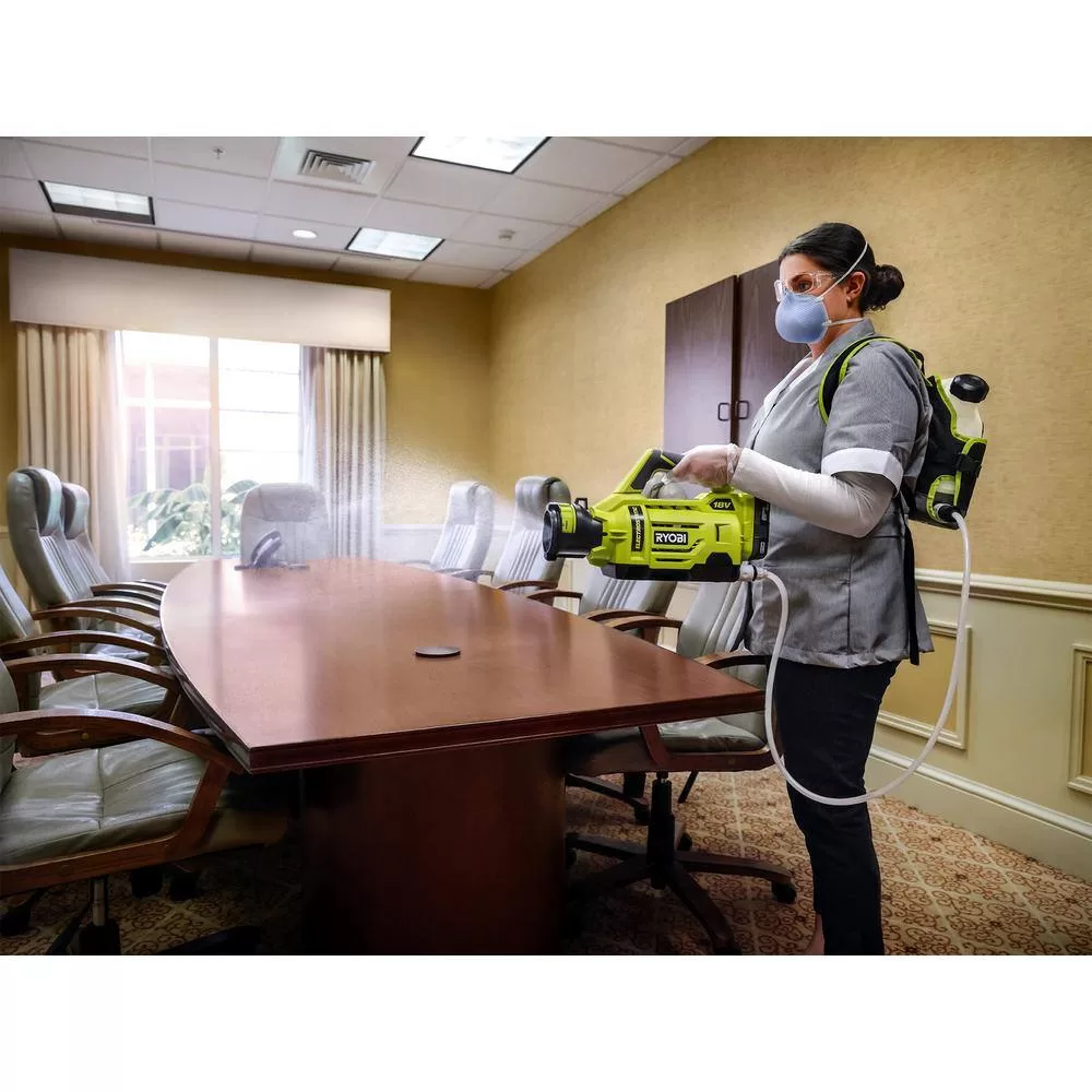 RYOBI P2870-A14 ONE+ 18V Cordless Electrostatic 1 Gal. Sprayer w/ Extra (2) Med. & (1) High Nozzles, (2) 2.0 Ah Batteries, & (1) Charger