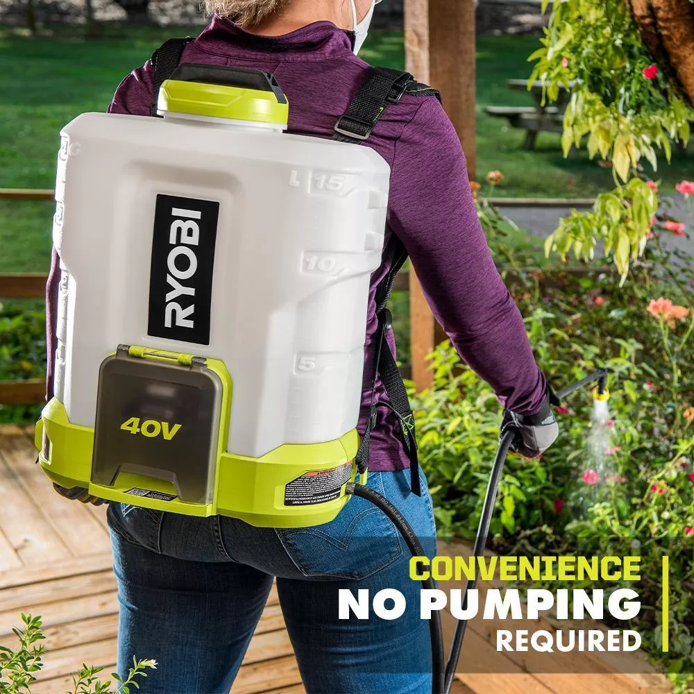 RYOBI RY40310-CMB1 40V Cordless Battery 4 Gal. Backpack Chemical Sprayer (2-Tool) with 2.0 Ah Battery and Charger