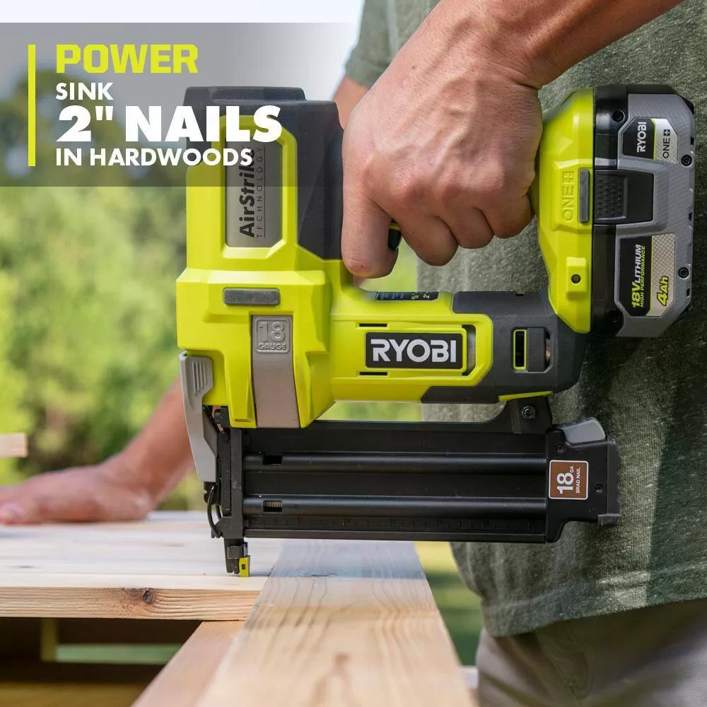 RYOBI P321-P326-PSK005 ONE+ 18V Cordless 18-Gauge Brad Nailer with 16-Gauge Straight Finish Nailer, 2.0 Ah Battery, and Charger