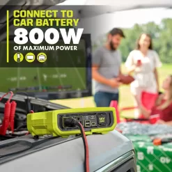 RYOBI ONE+ 18V 800-Watt Max 12V Automotive Power Inverter with Dual USB Ports