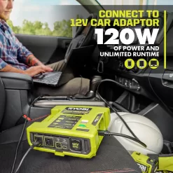 RYOBI ONE+ 18V 800-Watt Max 12V Automotive Power Inverter with Dual USB Ports