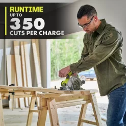 RYOBI PSBCS01K1 ONE+ HP 18V Brushless Cordless Compact 6-1/2 in. Circular Saw Kit with 4.0 Ah HIGH PERFORMANCE Battery and Charger