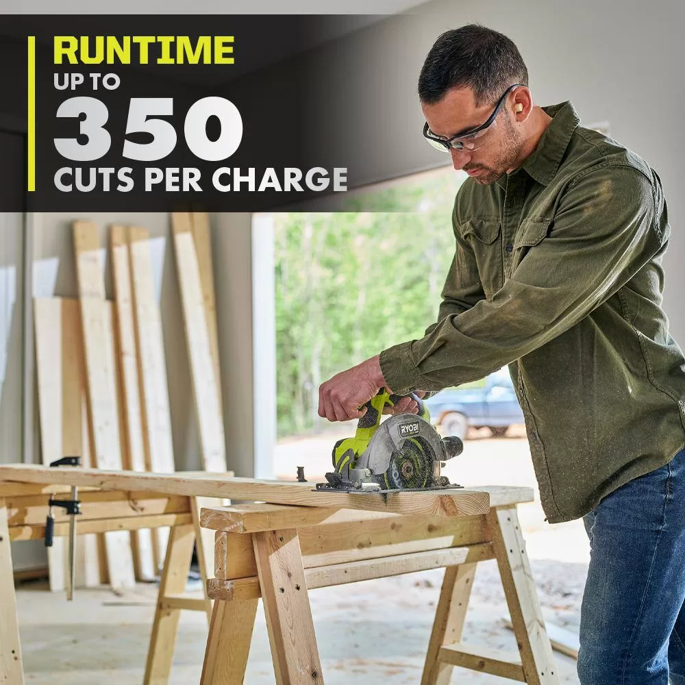 RYOBI PSBCS01K1 ONE+ HP 18V Brushless Cordless Compact 6-1/2 in. Circular Saw Kit with 4.0 Ah HIGH PERFORMANCE Battery and Charger